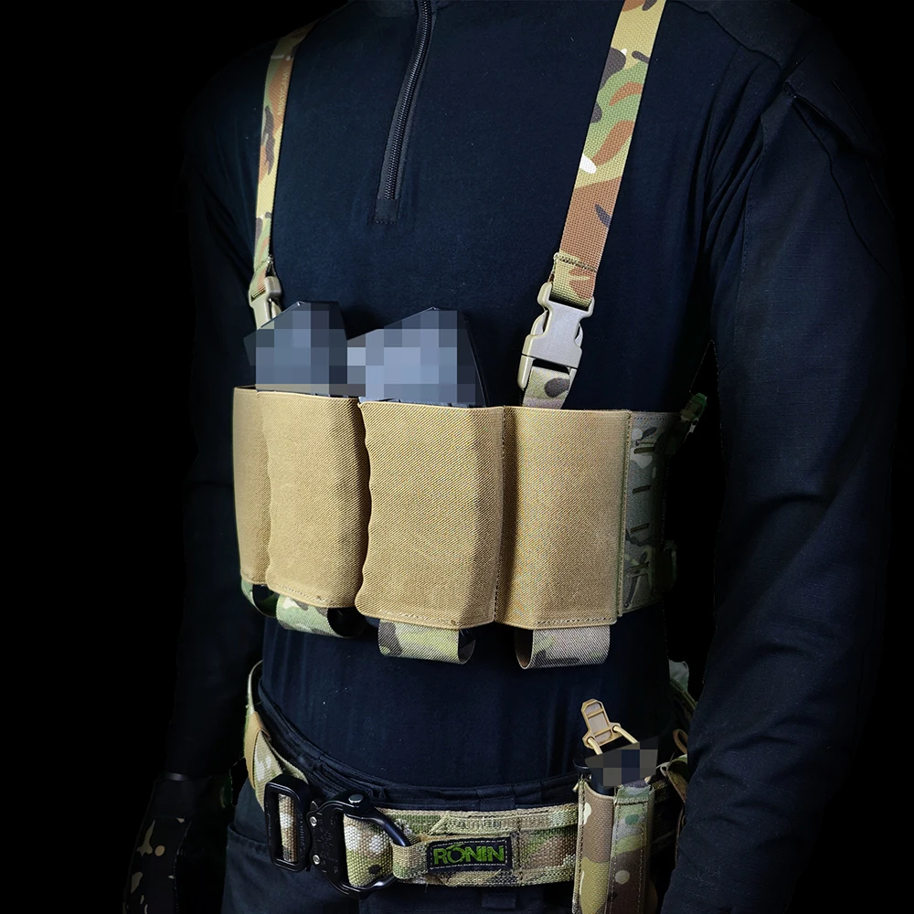 Equipo de pecho táctico de baja visibilidad, bolsa de revista cuádruple elástica Universal, colgador de pecho láser, chaleco de caza de camuflaje, equipo - imagen 5