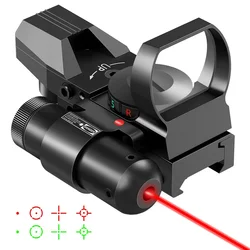 Mira telescópica táctica con punto rojo y verde, mira réflex con láser rojo y verde, 4 retículas, óptica de caza para riel de 20mm, 1x22x33mm