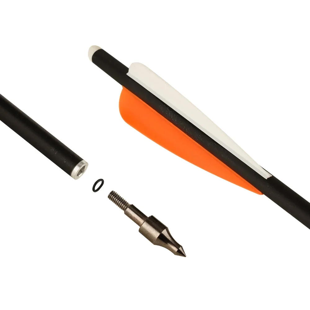 Flechas cortas de tiro con arco para caza al aire libre, accesorios de tiro, mezcla de plumas de plástico de carbono, diámetro de 8,8mm, 16 pulgadas - imagen 5