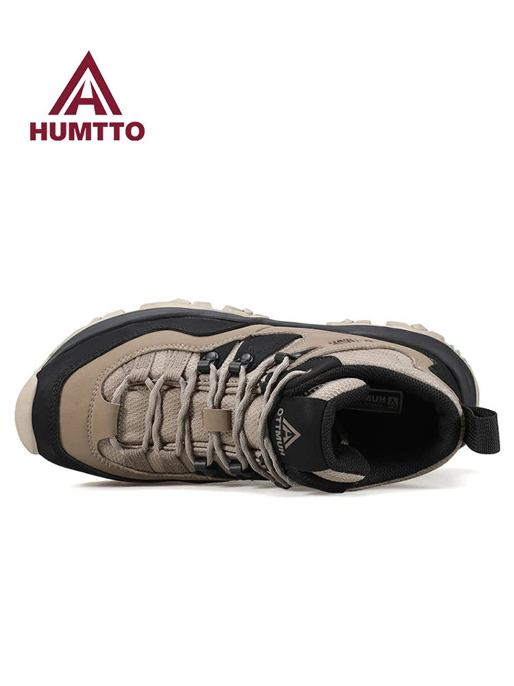 Zapatos de senderismo HUMTTO, botas de caza impermeables para hombre, botas tácticas de combate en el desierto, botas de trekking al tobillo, zapatillas de viaje de cuero cálidas para hombre - imagen 3