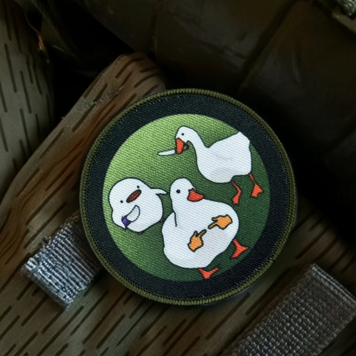 Parche de insignia de moral táctica de gansos felices, brazalete militar, la paz nunca fue una opción, parches impresos de pato para pegatina de mochila - imagen 4