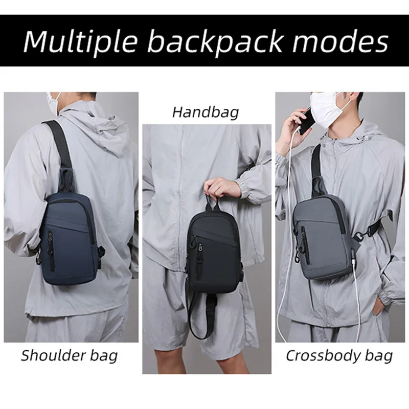 Bolso de pecho para deportes al aire libre USB para hombre, bolso de hombro tipo bandolera táctico para escalada, senderismo, Camping, viaje, desplazamientos, senderismo y ciclismo - imagen 5