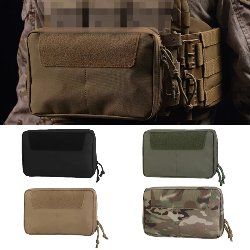 Bolsa montada MOLLE, chaleco de caza, Kit de accesorios de expansión del Panel frontal, almacenamiento varios, cremallera bidireccional