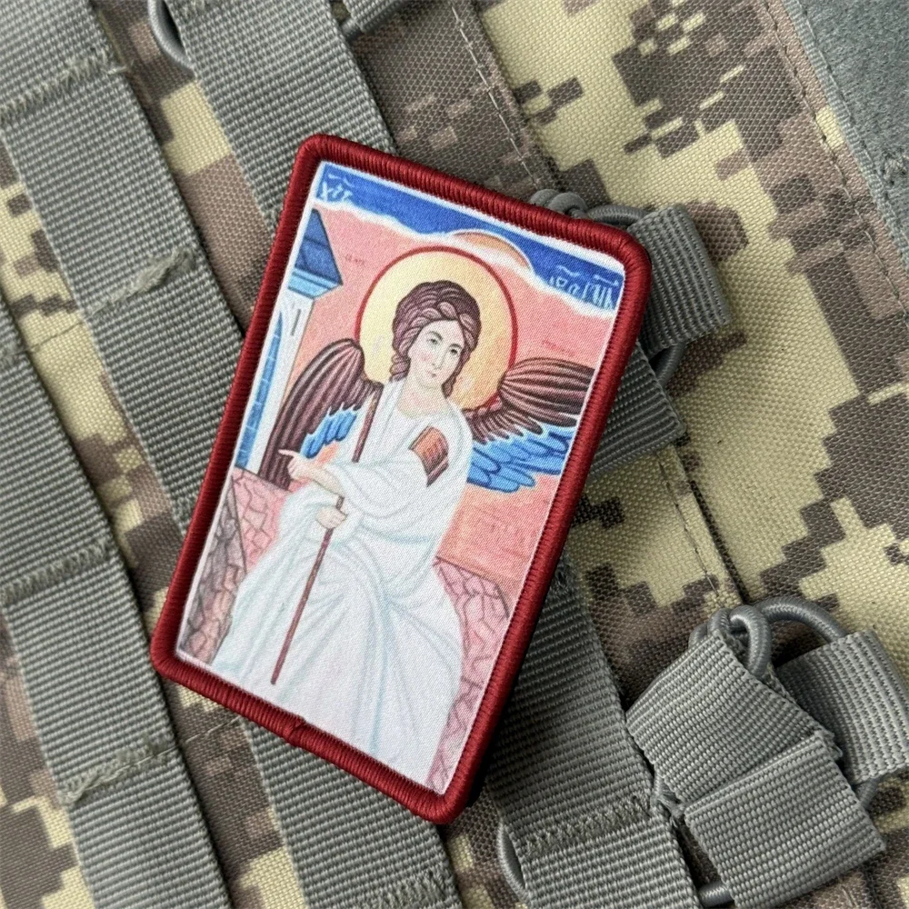 Parche de icono ortodoxo "Sveti Arángel Gavrilo", moral táctica, apliques militares personalizados, parches de gancho y bucle impresos para ropa - imagen 3