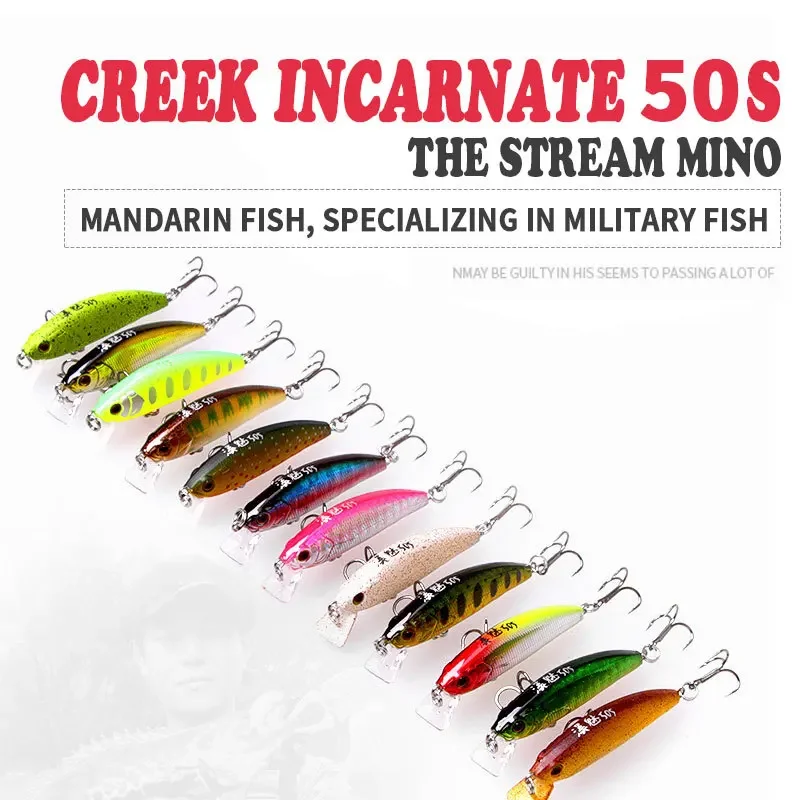Mini Señuelos de pesca de pececillo que se hunden, 5cm, 5g, Wobblers, trucha, cebo duro de plástico Artificial, Jerkbait, Crankbait, aparejos de pesca de lubina - imagen 4