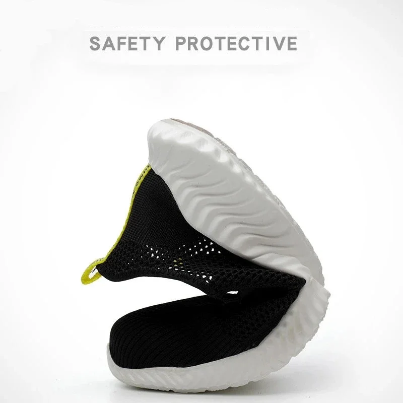 Botas de trabajo transpirables para hombre, zapatos de seguridad ligeros de verano, antigolpes, Piercing, sandalias de trabajo, zapatillas con punta de acero de malla única - imagen 5