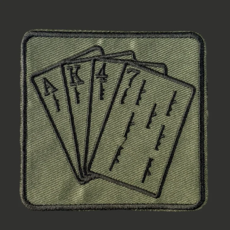 Parche "Poker Card Ak47", insignia de moral táctica, gancho bordado y bucle, mochila, ropa, accesorios decorativos, pegatina, brazalete - imagen 2
