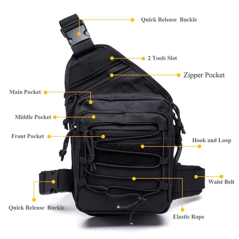 Bolsa de pecho táctica para hombre, funda militar para pistola de hombro, bolsa de almacenamiento para pistola, paquete de cintura antirrobo oculto - imagen 3