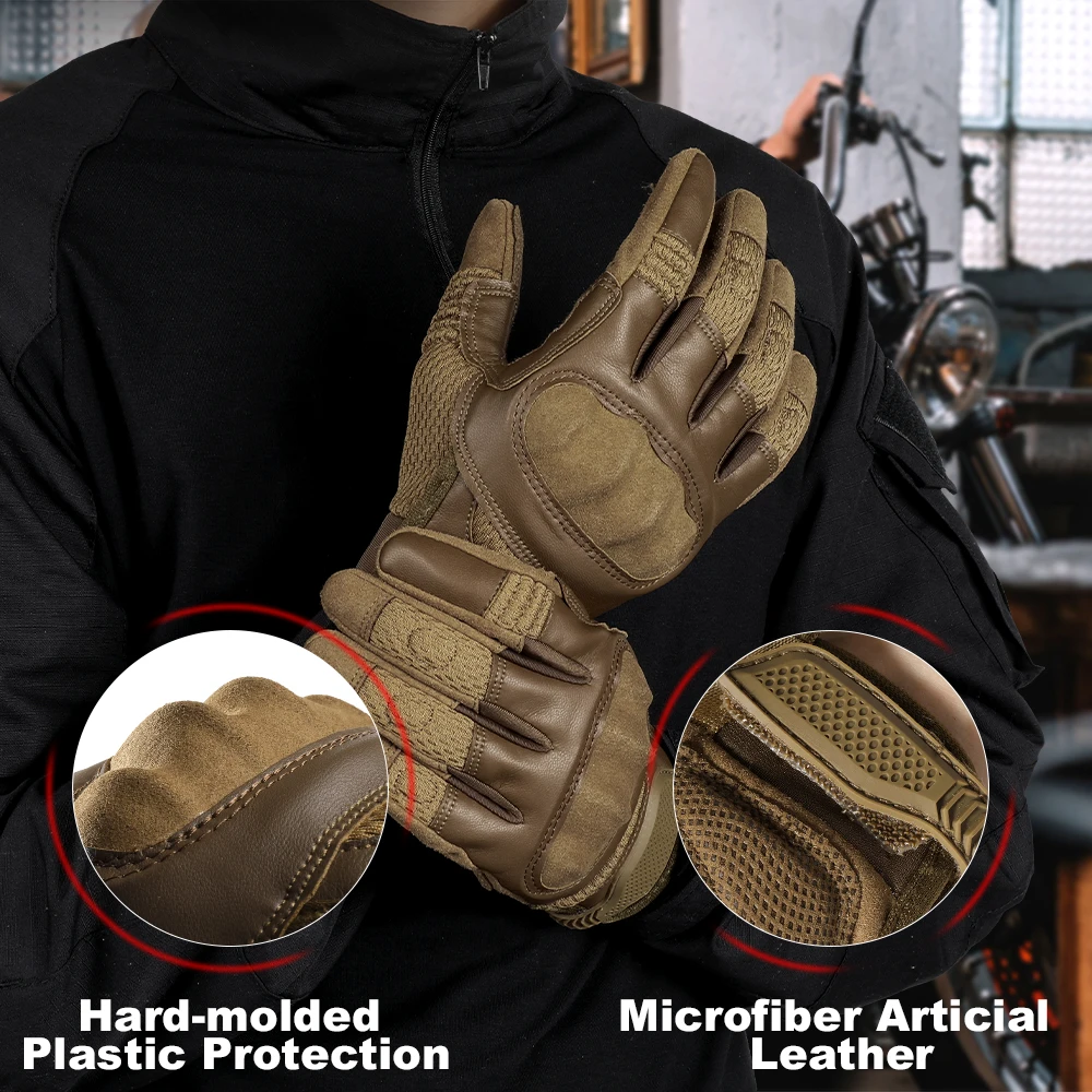Guantes táctiles de dedo completo para motocicleta, equipo de protección de cuero PU para Motocross, carreras, motociclista, Enduro, hombres y mujeres - imagen 4