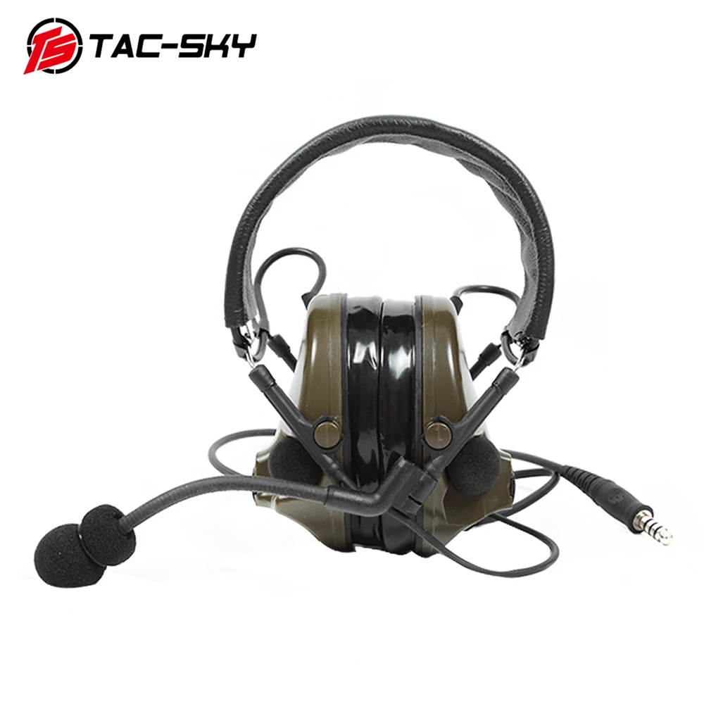 COMTAC-auriculares tácticos de TAC-SKY, diadema de cuero de vaca, captación con cancelación de ruido, Walkie Talkie - imagen 5