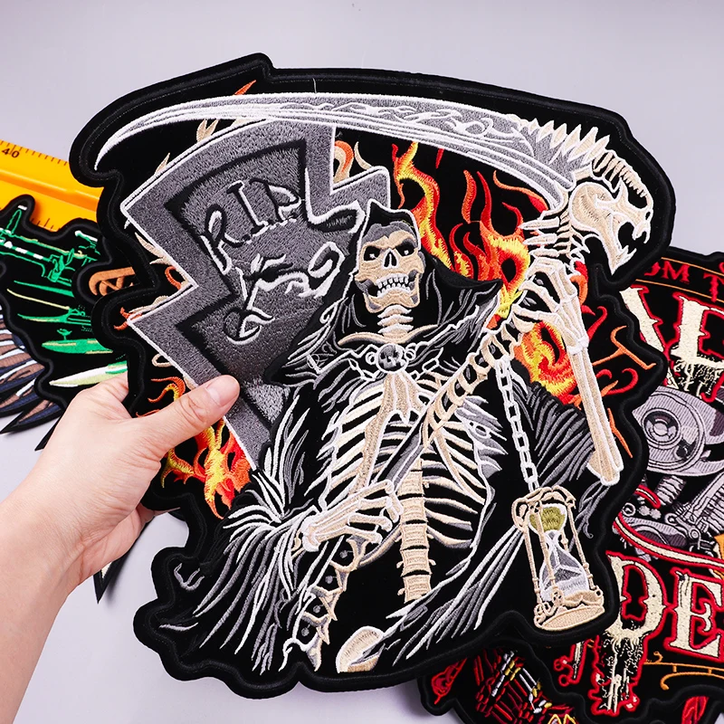 Parche LAND FREE BRAVE, parches bordados con espalda grande, parche de costura para motociclista, parches para planchar para ropa, chaqueta, pantalones vaqueros DIY - imagen 3