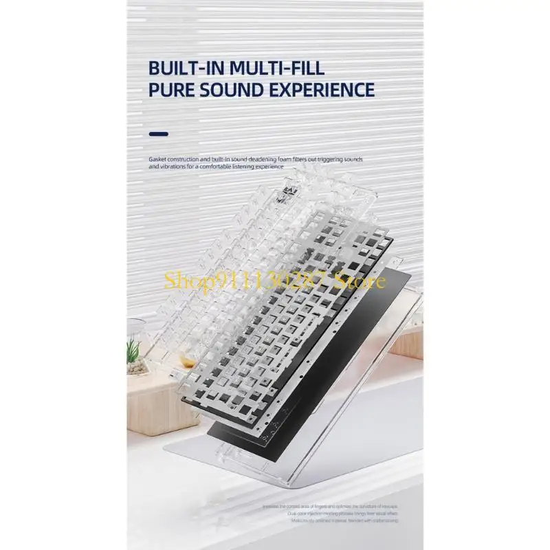 Estructura junta J1HC K86, Teclado mecánico personalizado con retroiluminación RGB, teclado inalámbrico 3 modos, teclas en - imagen 5