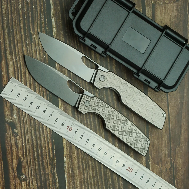 Cuchillo plegable supervivencia hoja 154CM mango titanio