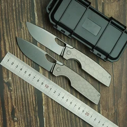 Cuchillo plegable supervivencia hoja 154CM mango titanio