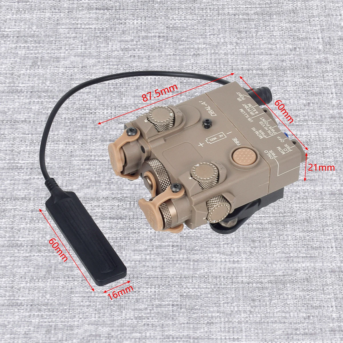 Dbal A2 linterna táctica M300 M600 dispositivo de puntería óptica de caza roja y verde accesorios Airsoft aptos para 20 MM PEQ15 NO IR NO STROBE - imagen 4