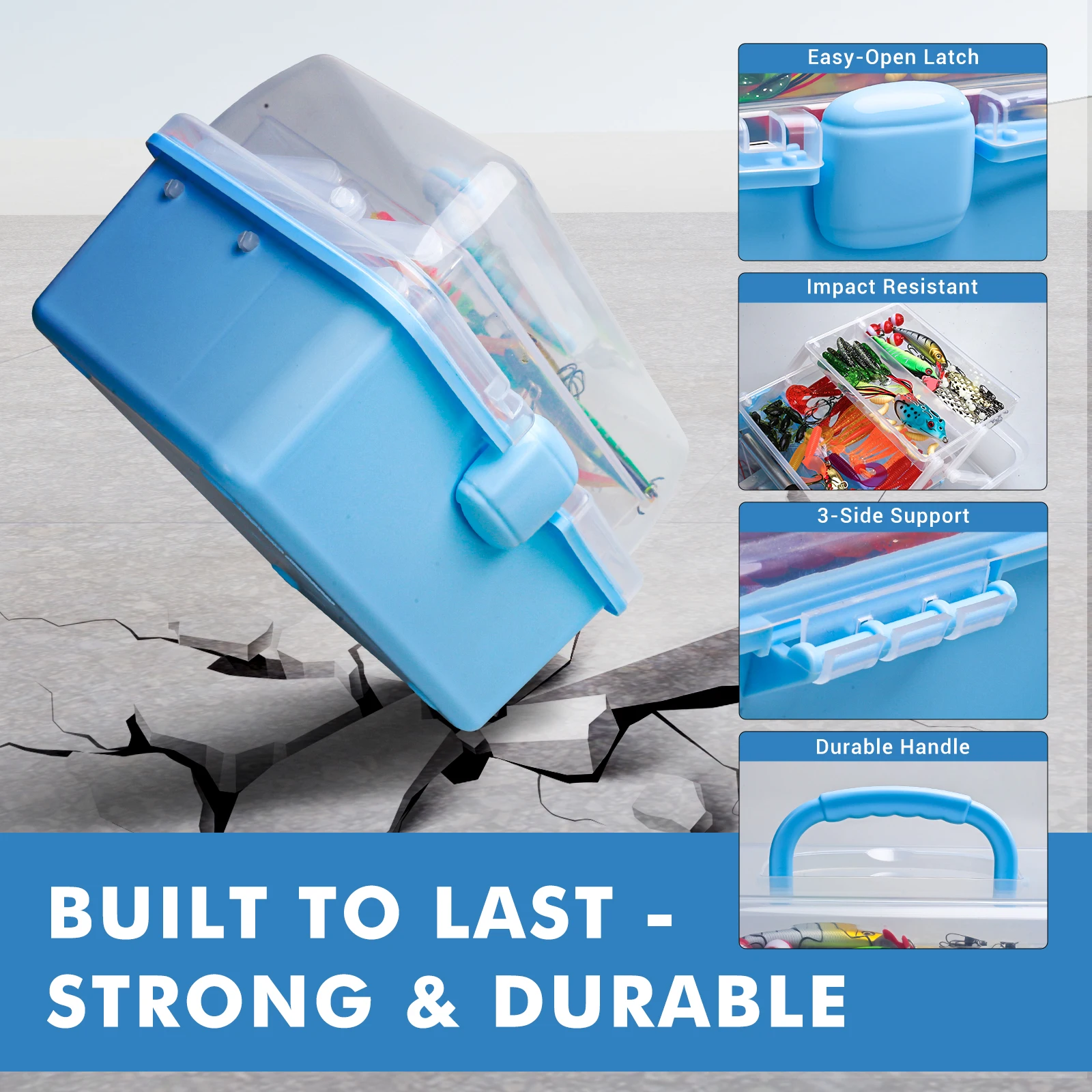  Caja de aparejos de pesca de 3 capas, estuche completo de pesca, Kit de 315 Uds. De Señuelos de Pesca, anzuelos de plantilla de Metal, pesas de plomo, cebos giratorios - imagen 5