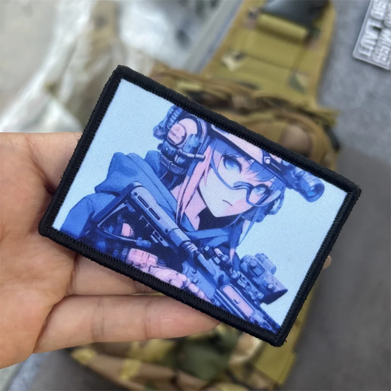 Parche estampado táctico militar para chica, insignias de moral para ropa, parches con gancho, pegatinas para mochila