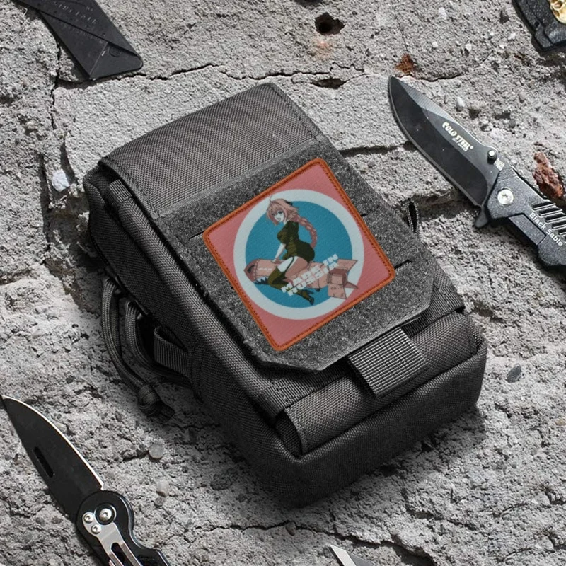 Parches impresos con insignia de moral de Chica de Anime "Manga US", hechos en Rusia, brazalete táctico del ejército militar, pegatinas para mochila con gancho y bucle - imagen 4