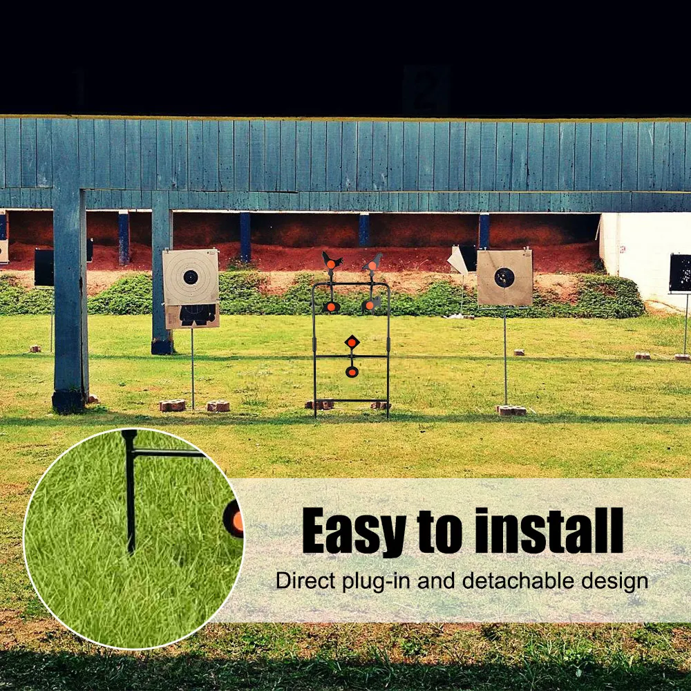 Alcance reactivo de tiro metálico 360 °   Objetivo giratorio de reinicio automático para entrenamiento de tiro, objetivo para Paintball BB/pistola de pellets - imagen 3