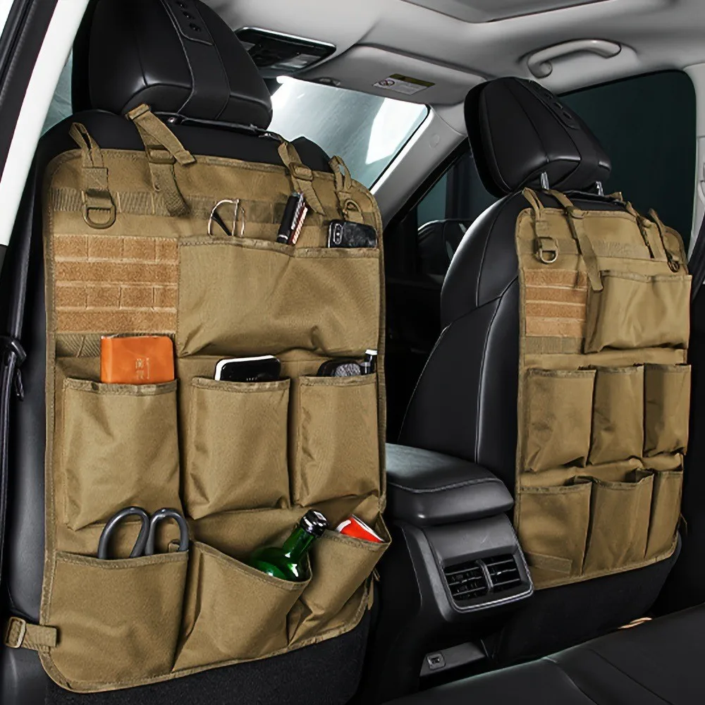 Bolsa colgante para coche con múltiples bolsillos para exteriores, táctica de camuflaje, bolsa colgante de almacenamiento para respaldo de asiento multifuncional, bolsa colgante para acampar