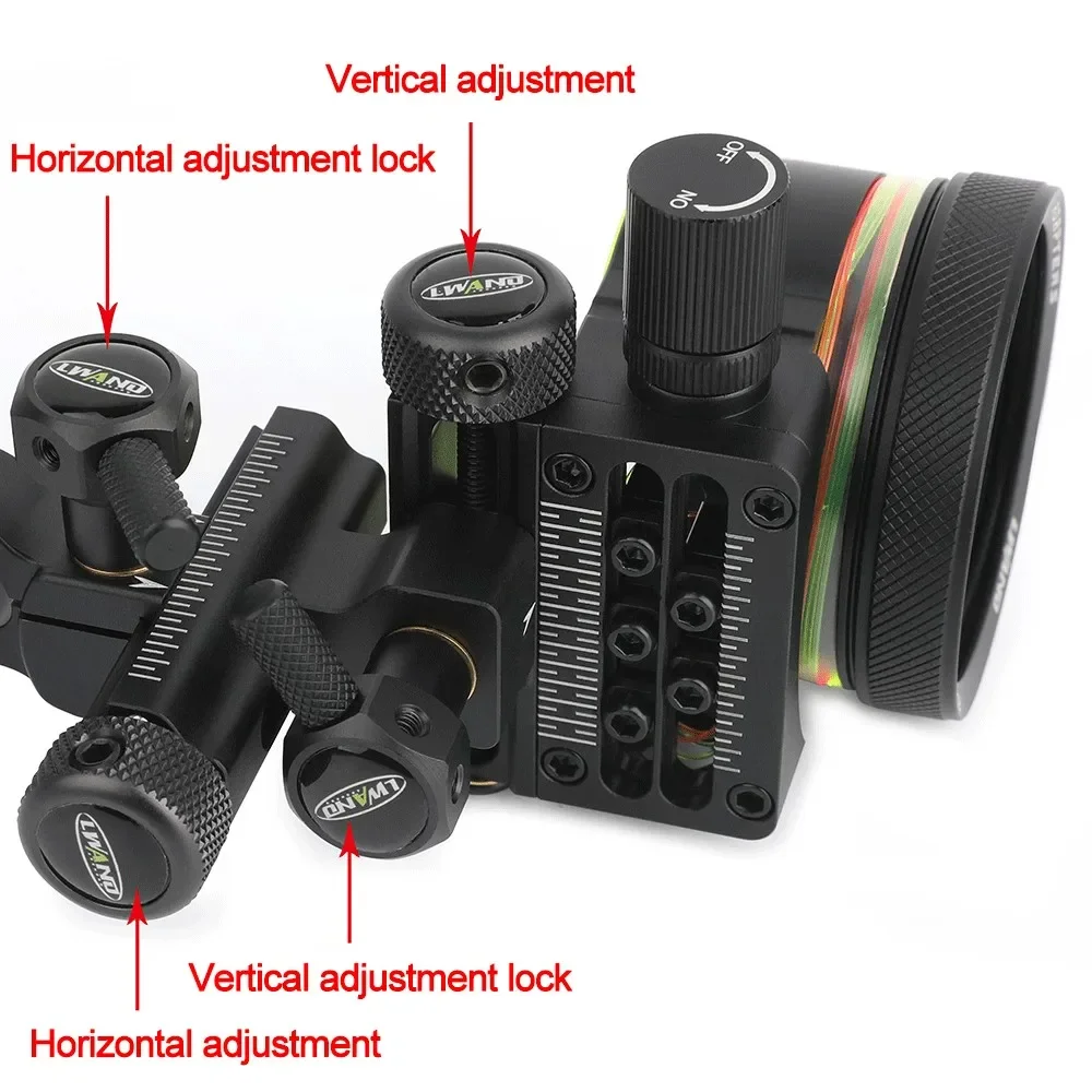 Mira de arco compuesto, 5 pines, lente 4X 6X 8X para mano derecha, arco y flecha, objetivo de caza, tiro con arco, accesorios, 1 ud. - imagen 3