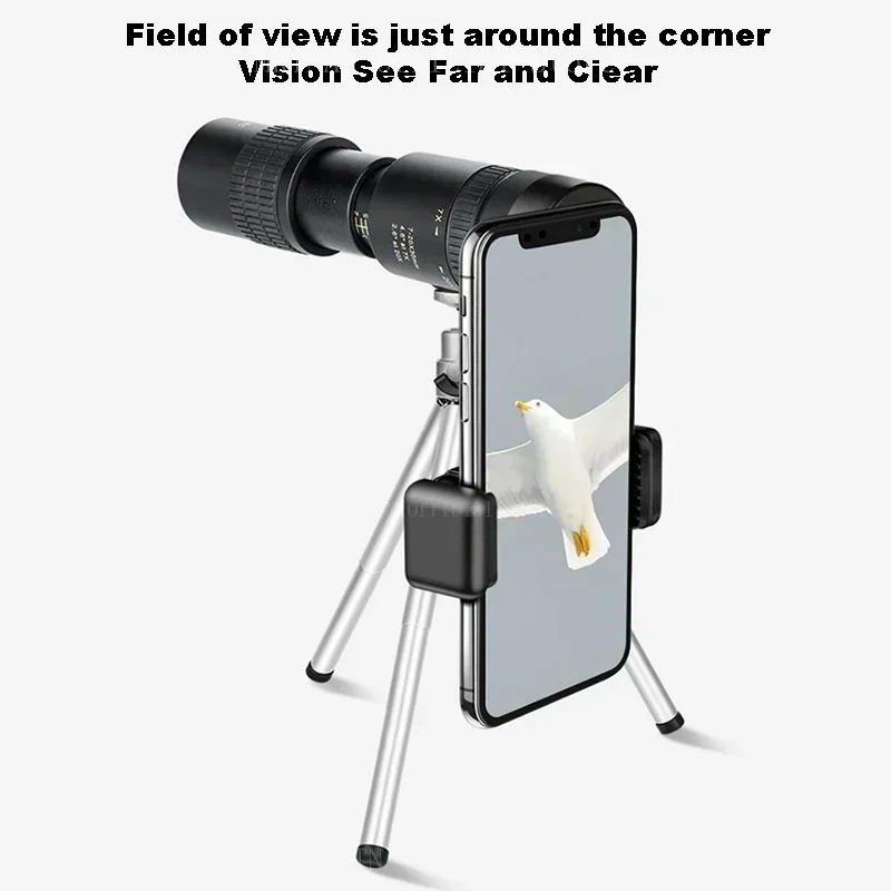 Telescopio con Zoom 10-300x40 HD, binoculares potentes portátiles de largo alcance, Monocular profesional de baja visión nocturna para caza - imagen 5