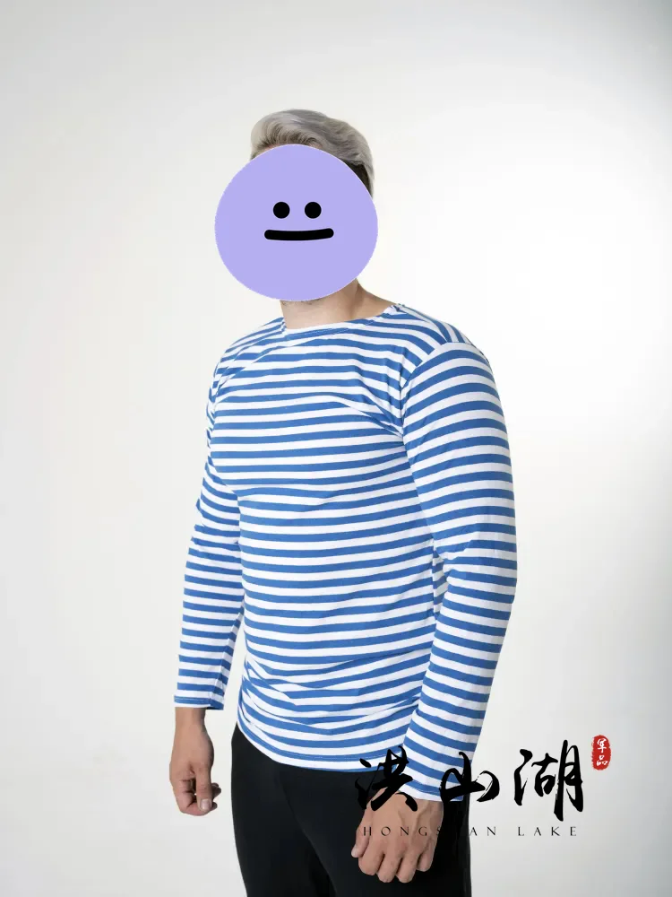 Chaleco de mar ruso Camisa básica de algodón azul claro Camiseta de manga larga/Camisa básica sin mangas - imagen 4