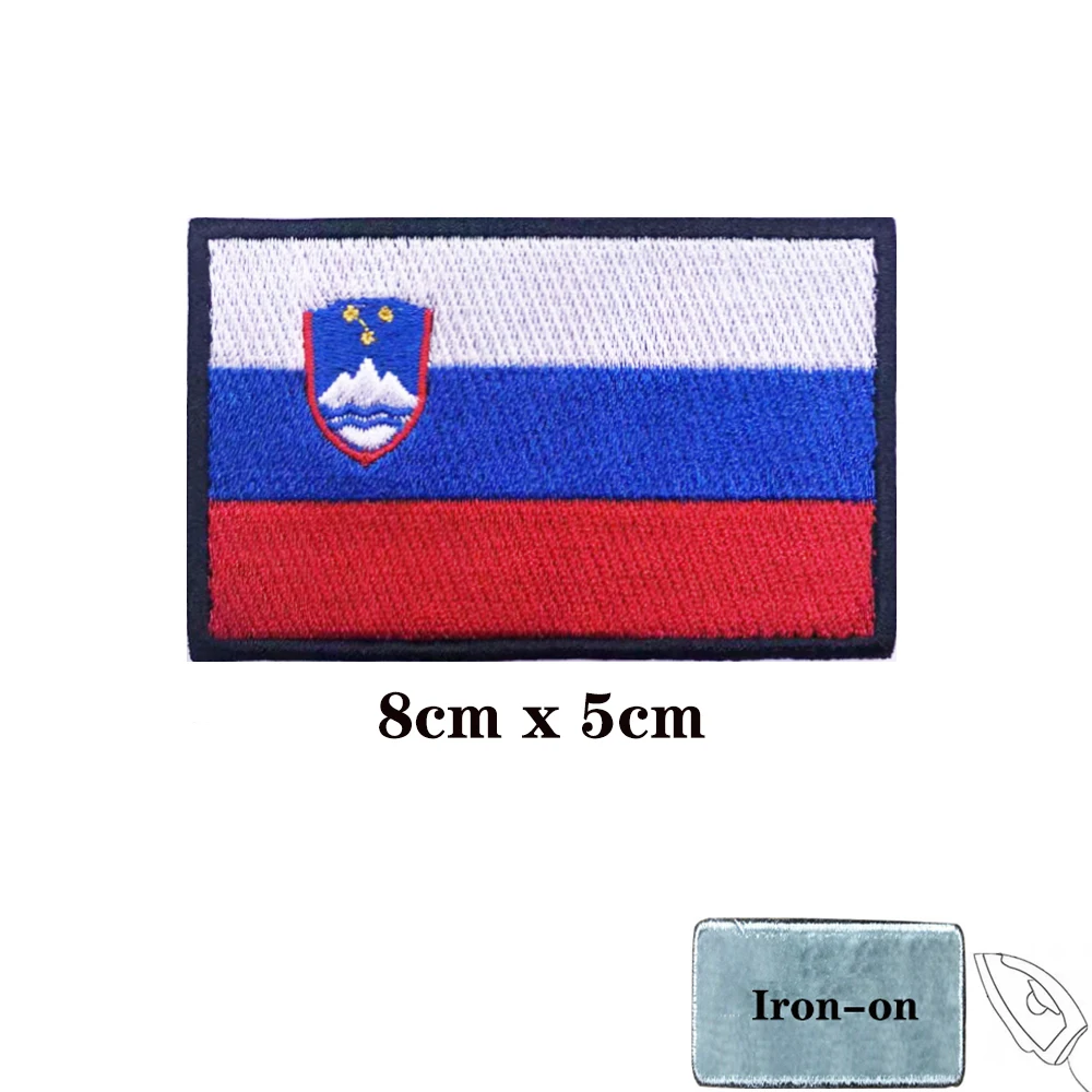 Parches de la bandera del Eslovenia, brazalete, parche bordado, gancho y bucle, insignia bordada con hierro, raya militar - imagen 2