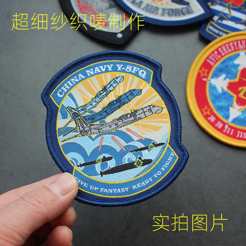 Accesorios para bolsas al aire libre, insignias de etiquetas tejidas, moral de avión de combate, brazaletes de rendimiento de aviación azul marino, parche de gancho y bucle para chaqueta DIY - imagen 5
