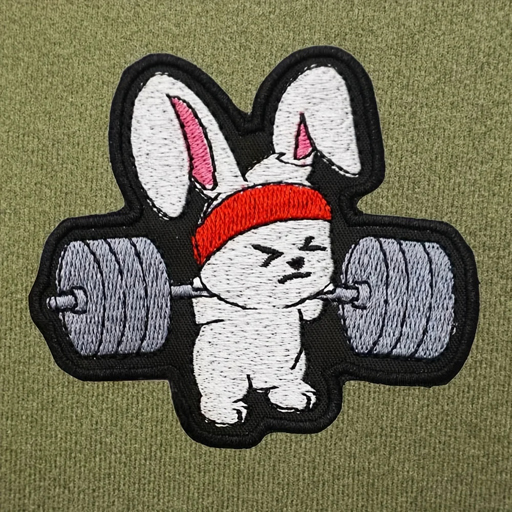 parches velcro mochila tácticos de bordados Fitness gimnasio conejito divertido Meme bordado Velcros parche moral gancho y bucle insignia para mochila táctica Molle, chaquetas - imagen 2