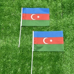 Banderín de Azerbaiyán con mástil plástico 14x21cm para mano