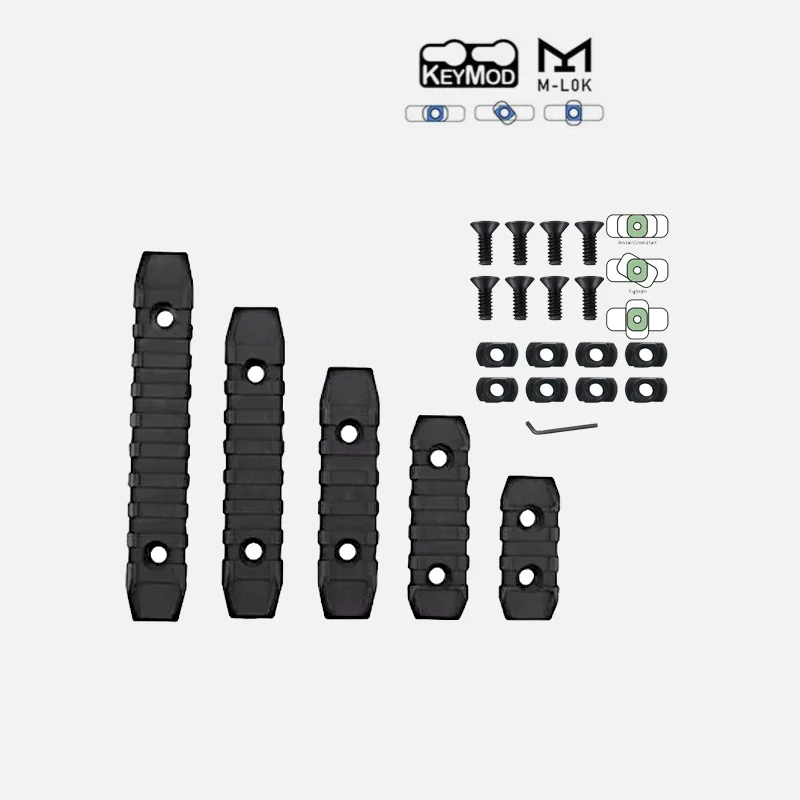 1 Juego (5 uds) guardamanos Picatinny de carril de polímero 3/5/7/9 ranuras para sistema Mlok y Kemod, juego de caza al aire libre, accesorios para pistola de juguete