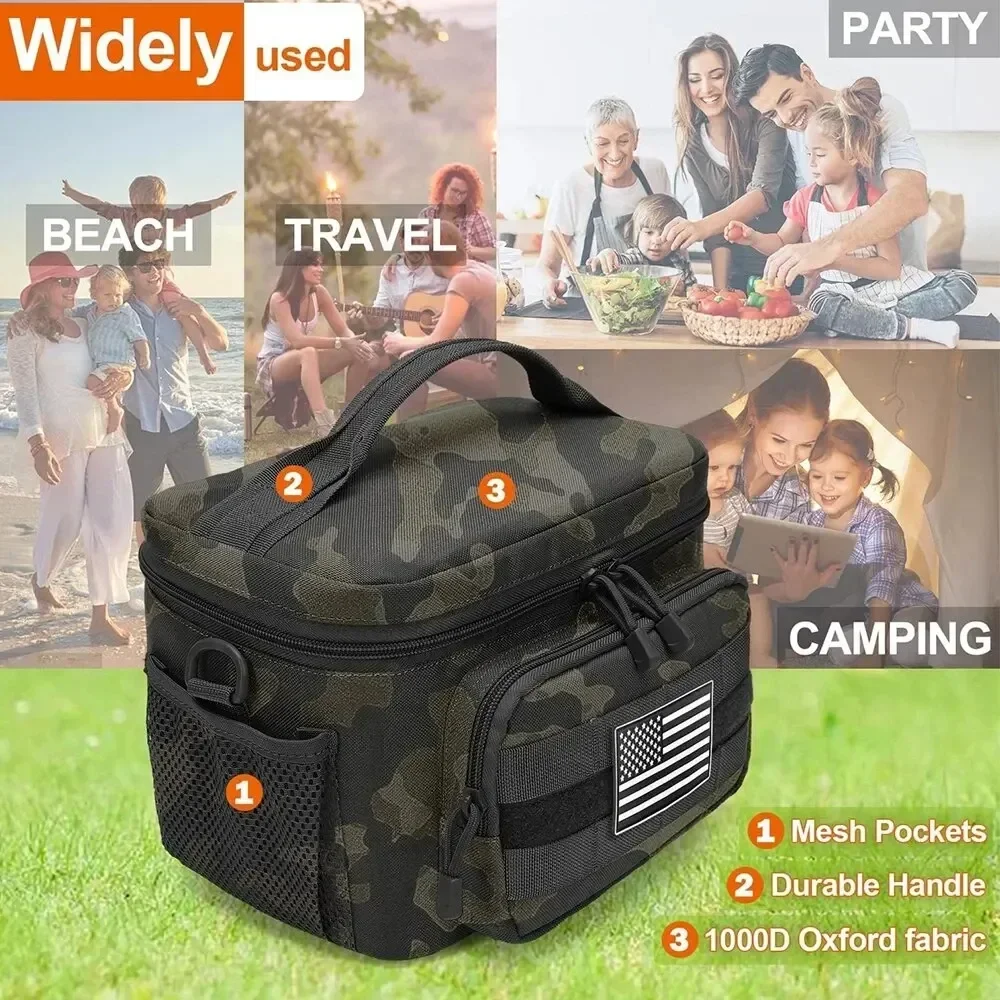 Bolsa de picnic de tela Oxford duradera con aislamiento térmico y forro impermeable, perfecta para acampar, hacer senderismo y viajes en la playa - imagen 3