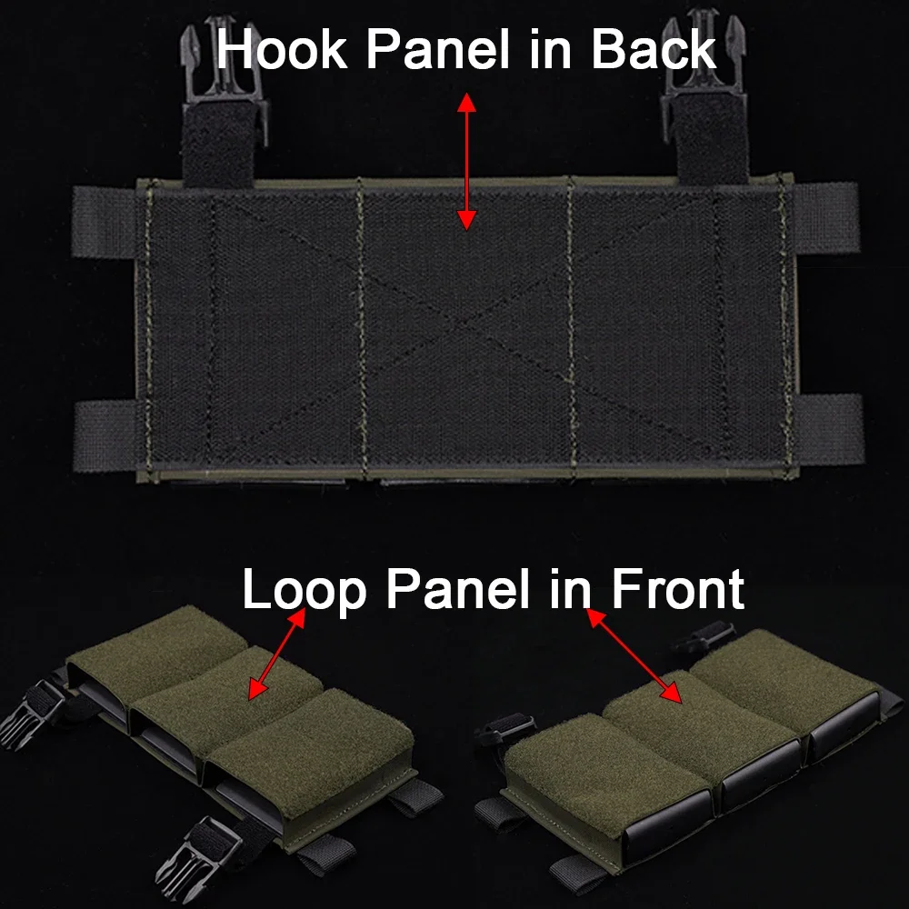 Bolsa táctica doble Triple para revistas, soporte MAG M4 5,56, Panel de bucle de bolsillo, conexión de hebilla de 1 pulgada para chaleco portador LV119 HSP MK4 - imagen 4