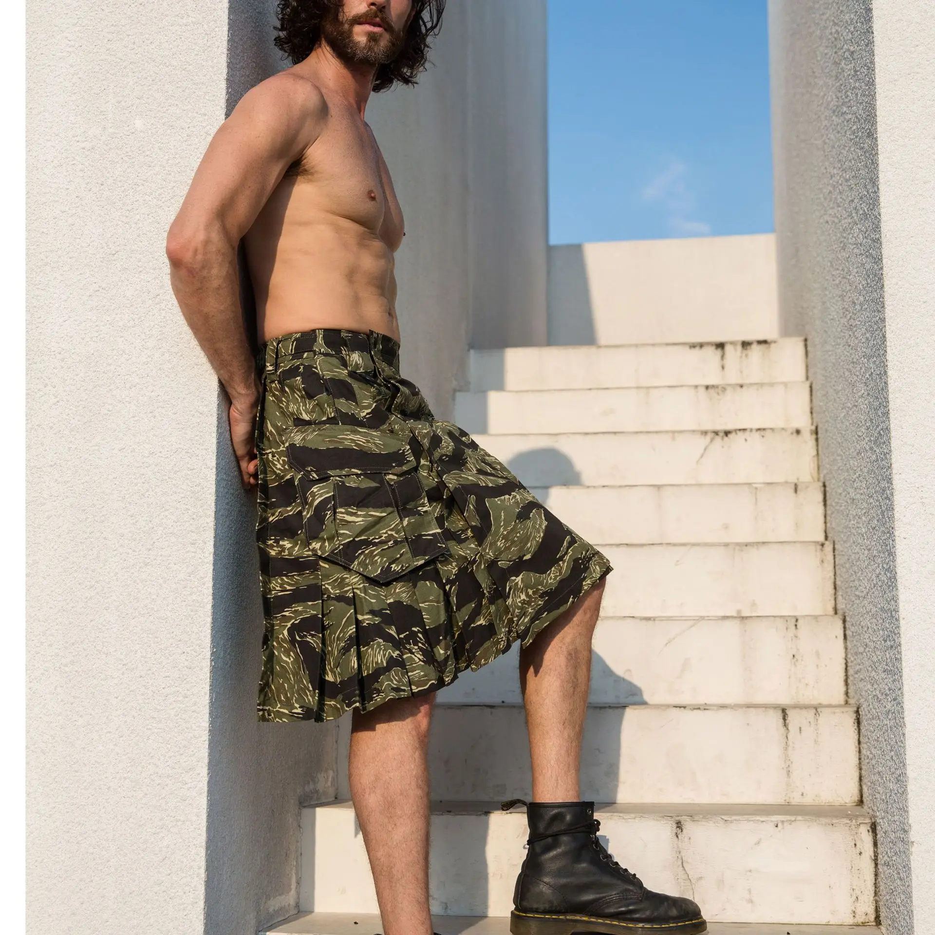 Falda táctica de Escocia para hombre y mujer, pantalones cortos BDU de camuflaje Multicam para entrenamiento al aire libre, ropa de caza, faldas de entrenamiento rápido - imagen 4