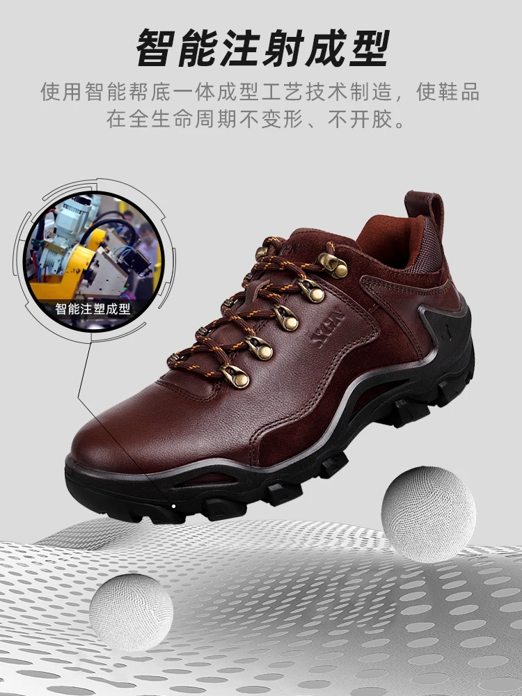 XGN-zapatos de senderismo de piel de vaca para hombre, botas de caza impermeables, botas militares tácticas de combate en el desierto, zapatillas de trekking antideslizantes para caminar - imagen 4