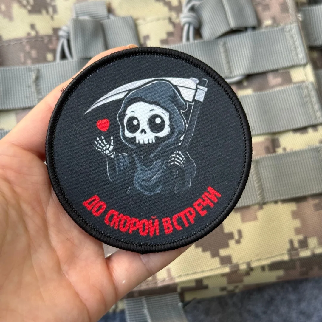 Chevron Death with Hair-insignia de moral divertida, parches impresos para ropa, mochila táctica militar con gancho y bucle, pegatinas personalizadas - imagen 3
