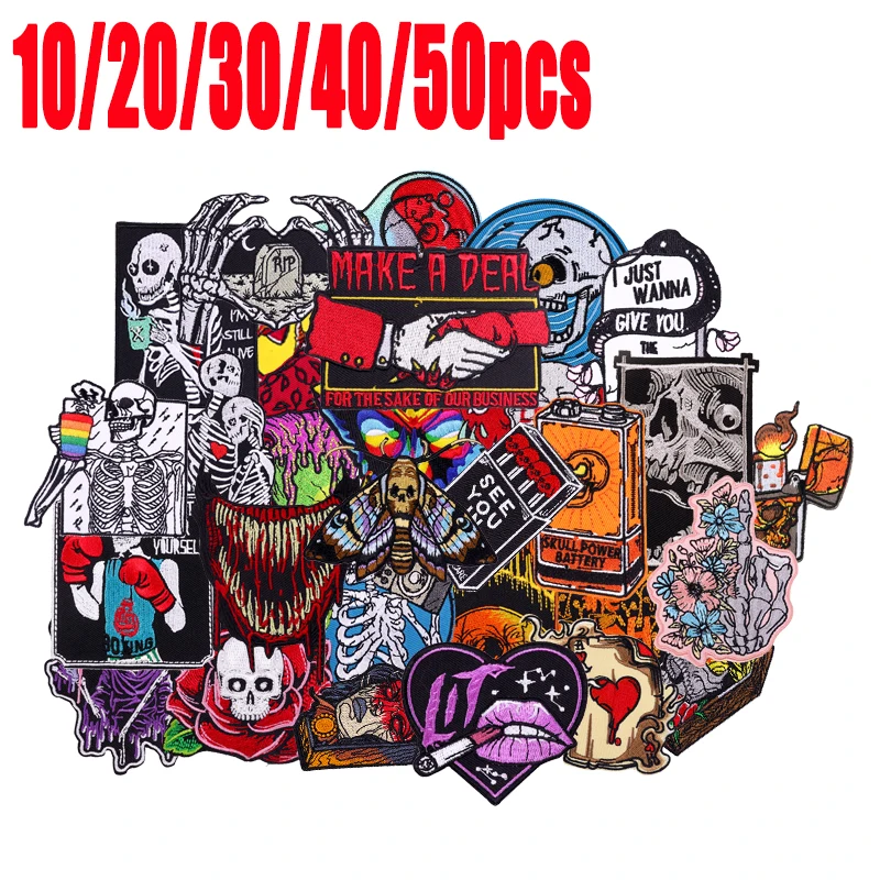 10/20/30/40/50 Uds mezcla aleatoria al por mayor parches bordados de alta calidad parches Punk hierro en parches para ropa apliques de costura - imagen 2