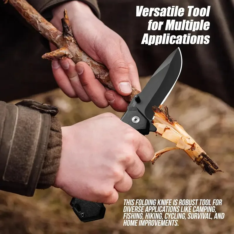 Cuchillo plegable EDC de acero inoxidable práctico para caza y pesca - imagen 4