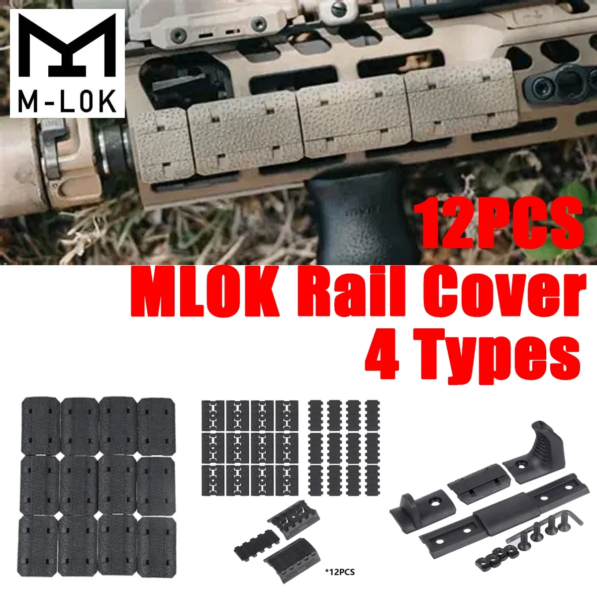 Cubierta de riel de M-LOK para Rifle de caza, sistema de riel MLOK, accesorios de montaje para pistola, Protector de mano antideslizante AR15 M4 M16, cubierta protectora de riel - imagen 2