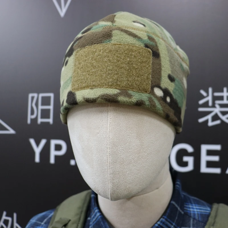 Gorro de lana con cuello cálido de doble cara, cubierta de gamuza a cuadros de camuflaje para protección del cuello, táctico al aire libre - imagen 5