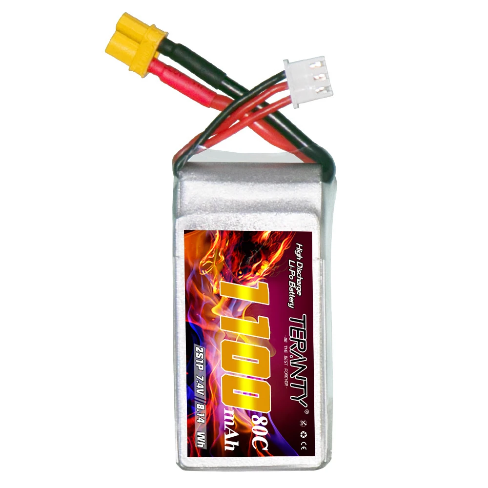 Batería Lipo mejorada de 1100mAh TREANTY 2S 7,4 V para helicóptero RC Quadcopter Dron de carreras con visión en primera persona piezas 80C/160C batería recargable - imagen 5