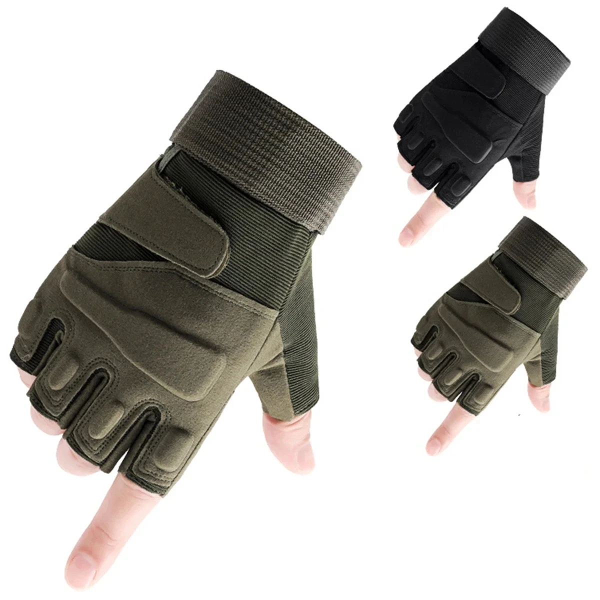 Guantes de medio dedo para hombre, guantes tácticos para exteriores, deportes, tiro, caza, paseo, motocicleta, ciclismo, Montañismo
