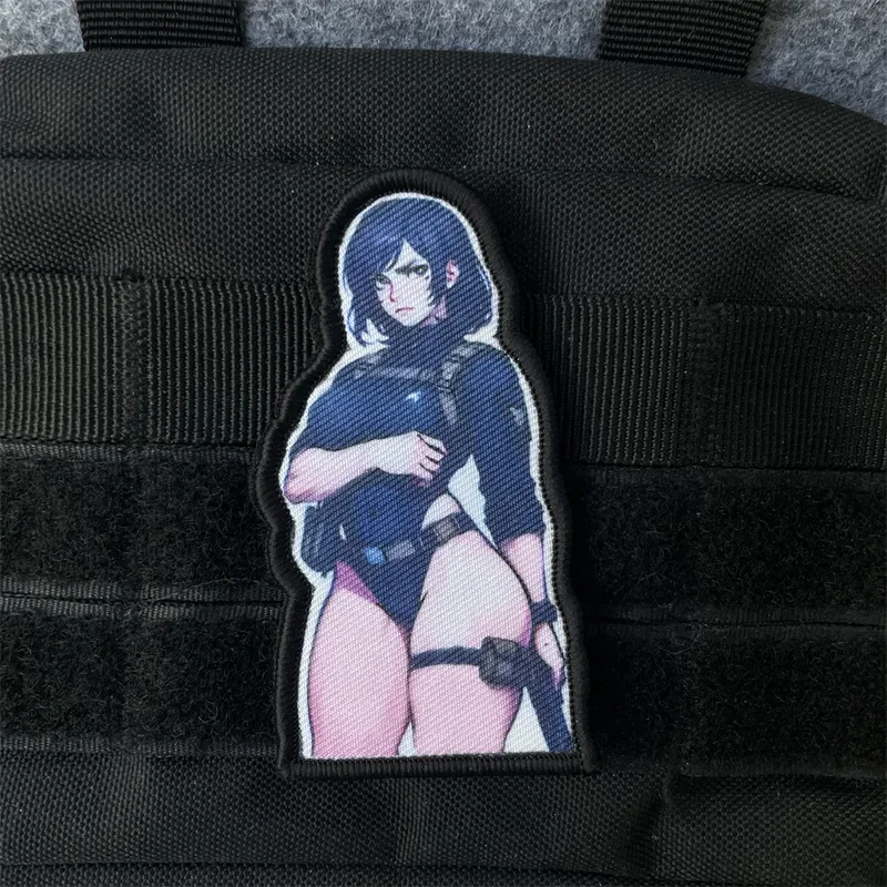 Parches tácticos de Anime Airsoft para chica, parche táctico Waifu con estampado, brazalete con gancho y bucle, mochila militar, insignia de moral, pegatinas - imagen 5