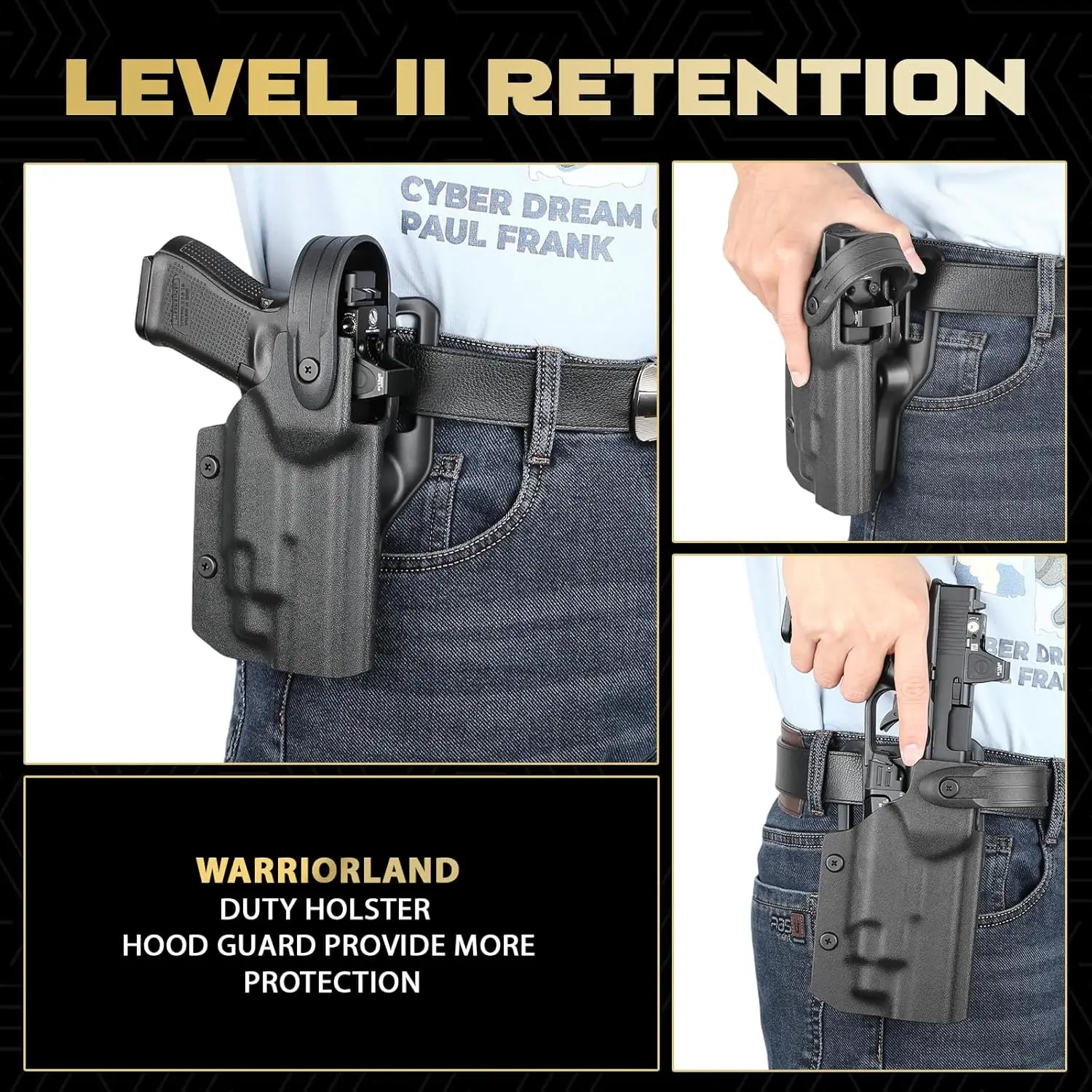 Para Glock 17/19/34 Gen3-5 /19X/44/45 con TLR-7 X/TLR-7 HL-X/TLR-7A/ TLR-8A /TLR-8 X, Kydex rodamiento de luz de liberación del pulgar, cinturón de 2,0" - imagen 4