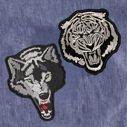 Parche termoadhesivo bordado tigre y lobo para ropa táctica