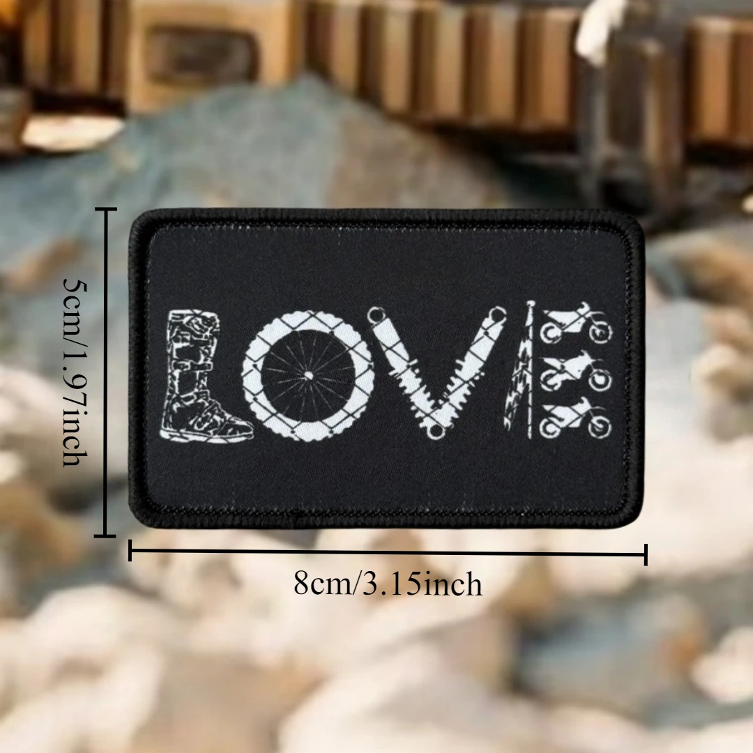 Parche de insignia de moral de motocicleta "LOVE", emblema militar, brazalete táctico, gancho y bucle impresos para ropa, pegatinas para mochila - imagen 2