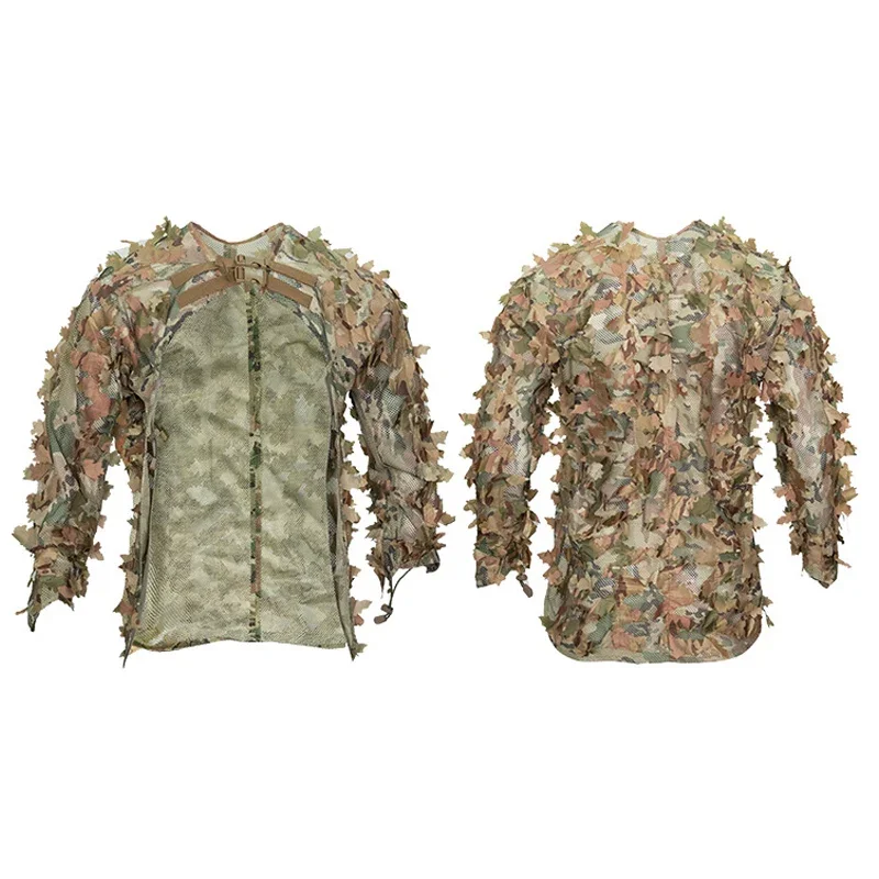 Capa táctica de camuflaje de hoja, ropa de caza de malla, Camuflaje para adultos, traje de tiro Airsoft CS, equipo de caza al aire libre - imagen 2