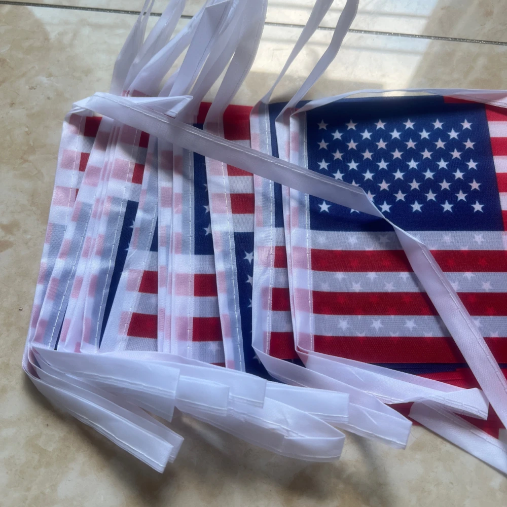 20 unids/set 14cm x 21cm bandera de EE. UU. América bandera de cuerda banderines americanos bandera de cuerda pequeña - imagen 4