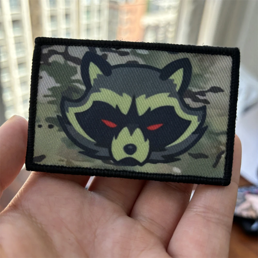 Parches tácticos Subdued Multicam Trash Panda moral, Parche de gancho y bucle impreso divertido, insignia militar, pegatinas de mochila